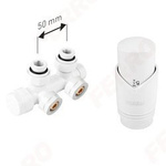 Ferro zestaw termostatyczny zespolony kątowy z głowicą kolor biały